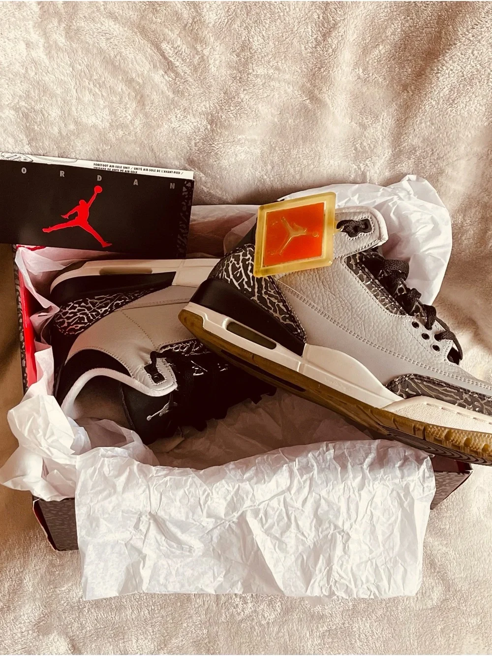 (Men’s) Air Jordan Retro 3 Wolf Grey/Metallic/Black/White with Silver Accent